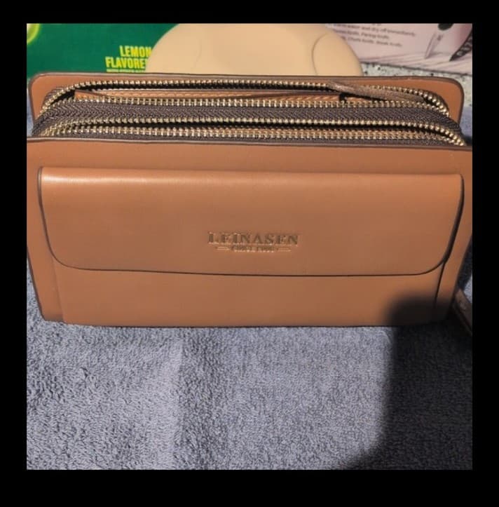 Brown Leinasen wallet with many compartments - Thumbnail 2