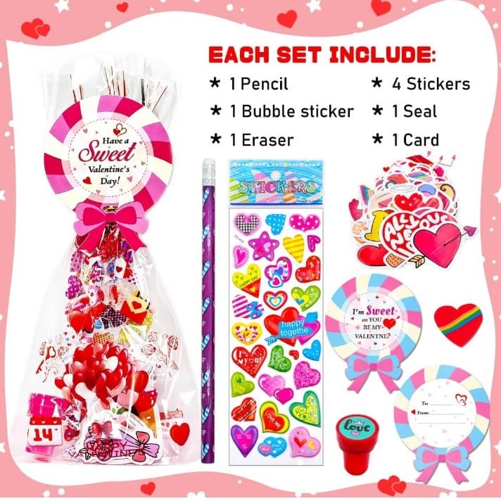 260Pcs Valentines Day Gifts for Kids Classroom Valentines Day Goodie Bag Stuffer - Thumbnail 3