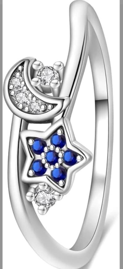 Kay jewelers Sterling Silver and Blue Moon and Star Ring size 6 - Thumbnail 3