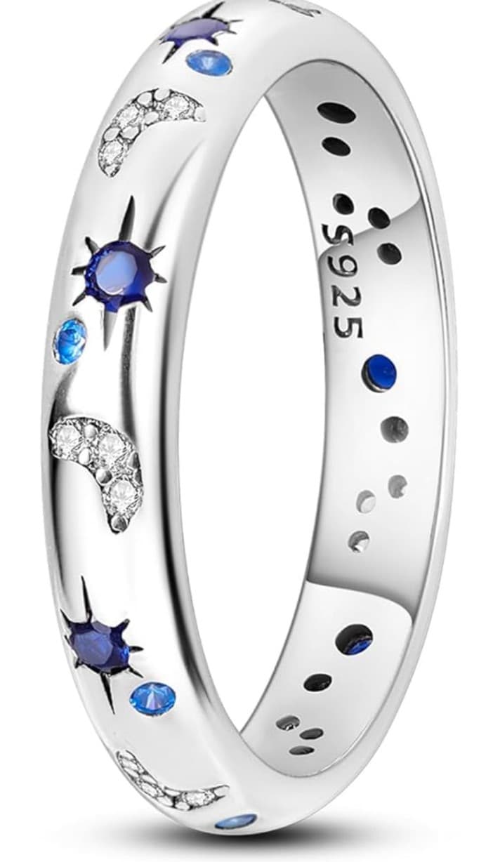 Sterling Silver & Blue Starlight Ring Ring Size Available In 4 5 6 7 8 9 & 10 - Thumbnail 8