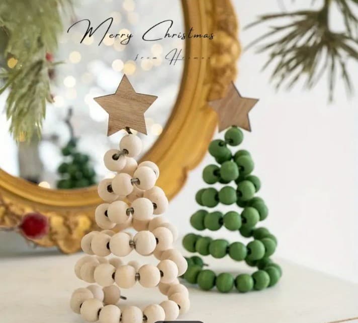 Luxury Artisan Beaded Christmas Tree Set - 5pc Modern Nordic Holiday Decor - Thumbnail 3