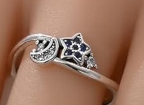Kay jewelers Sterling Silver and Blue Moon and Star Ring size 6 - Thumbnail 4