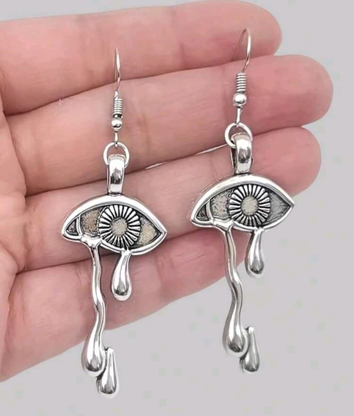 Hot topic Artistic Silver Eye Motif Earrings - Image 1