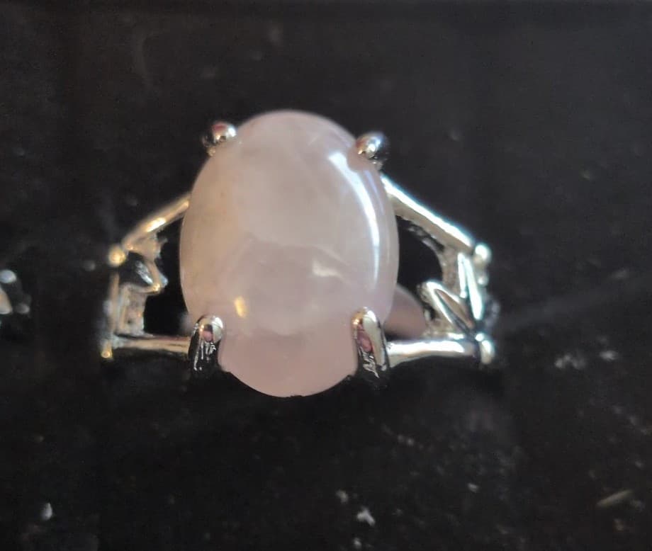 Elegant Silver and Pink Stone Ring Set - Thumbnail 2