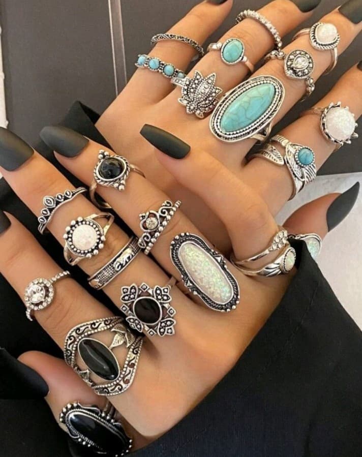 36 boho style rings