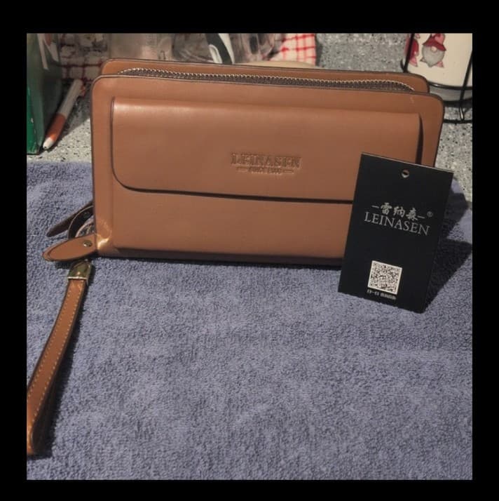 Brown Leinasen wallet with many compartments - Thumbnail 8