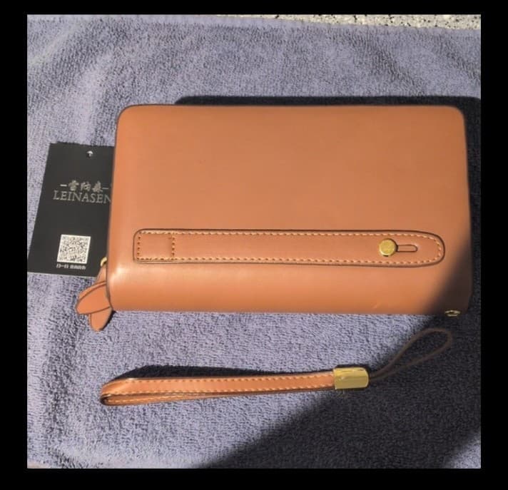 Brown Leinasen wallet with many compartments - Thumbnail 7