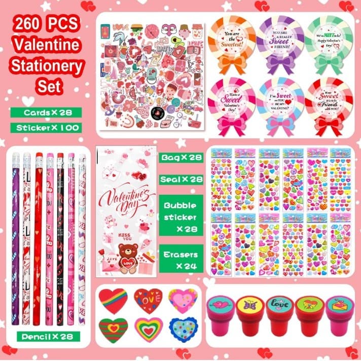 260Pcs Valentines Day Gifts for Kids Classroom Valentines Day Goodie Bag Stuffer - Thumbnail 4
