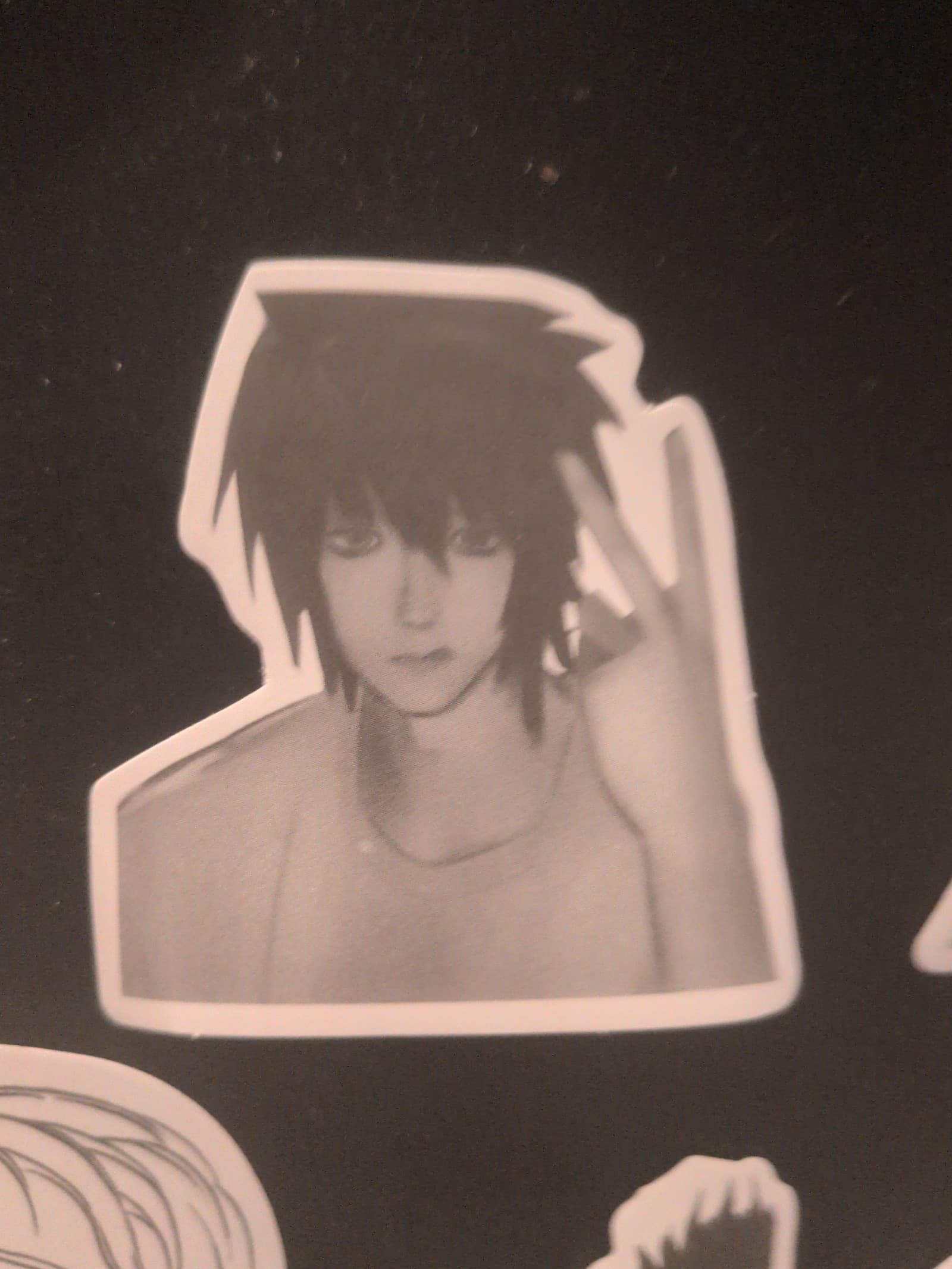 28 black and white anime stickers - Thumbnail 11