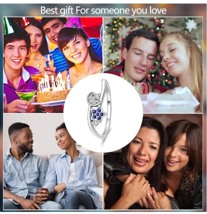 Kay jewelers Sterling Silver and Blue Moon and Star Ring size 6 - Thumbnail 5