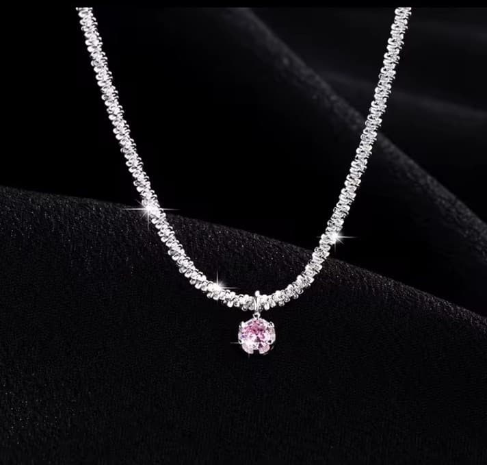 Starry sky sparkling round cut moissenite pendant Sterling silver stamped 925 - Thumbnail 3