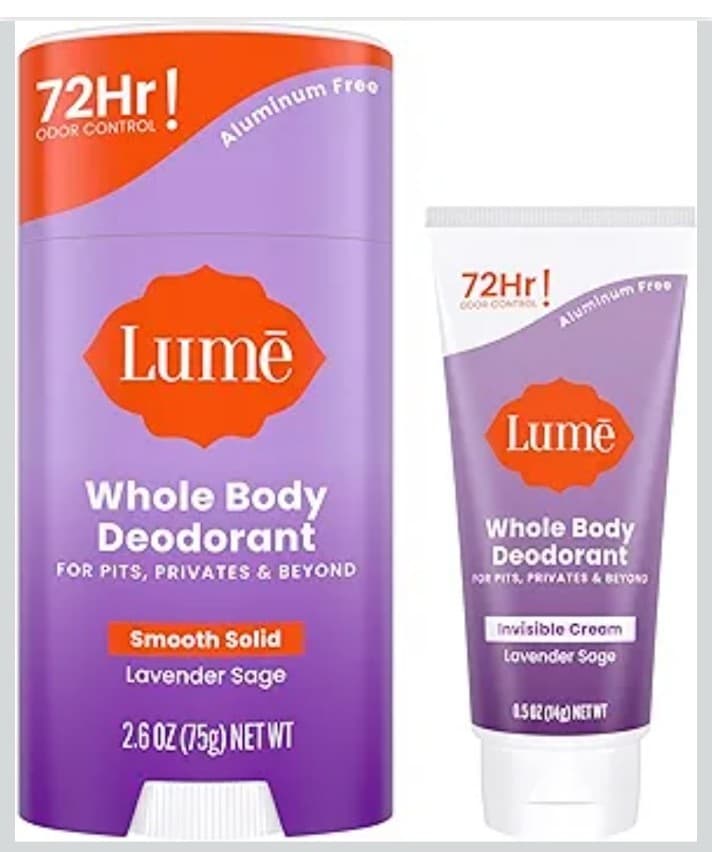 Lume Whole Body Deodorant - Invisible Cream Mini + Solid Stick Bundle (lavender) - Image 1