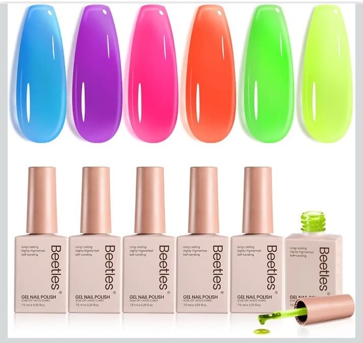 Neon UV nail polish 6 colors - Image 1