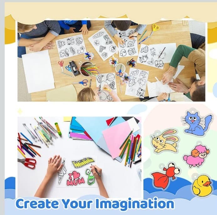 Shrink Paper Kit, 160 Pieces Art Craft Kit Including 25 Patterned Shrink Plastic - Thumbnail 6