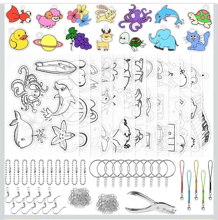 Shrink Paper Kit, 160 Pieces Art Craft Kit Including 25 Patterned Shrink Plastic - Thumbnail 2