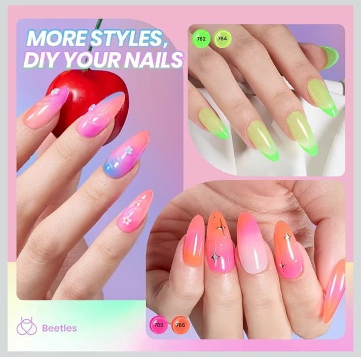 Neon UV nail polish 6 colors - Thumbnail 3