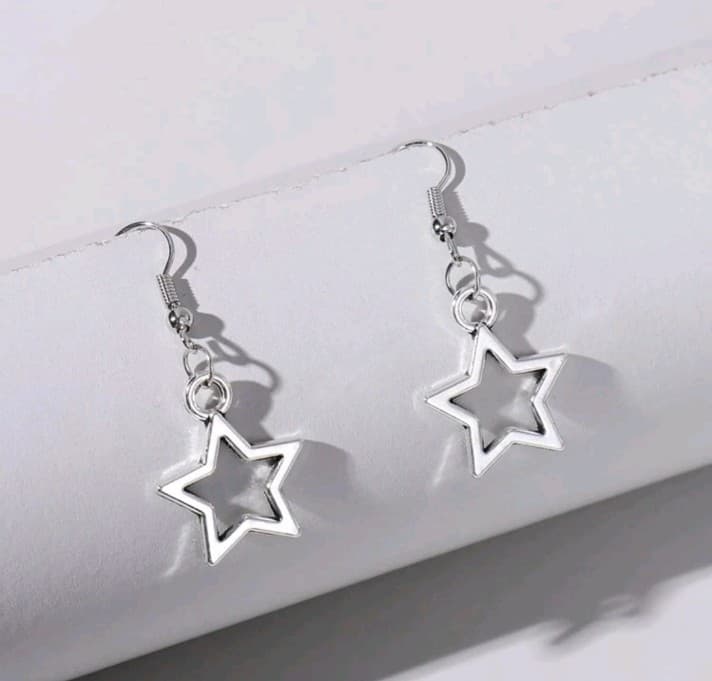 Silver Star Dangle Earrings - Image 1