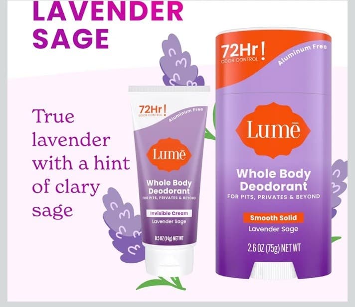 Lume Whole Body Deodorant - Invisible Cream Mini + Solid Stick Bundle (lavender) - Thumbnail 3