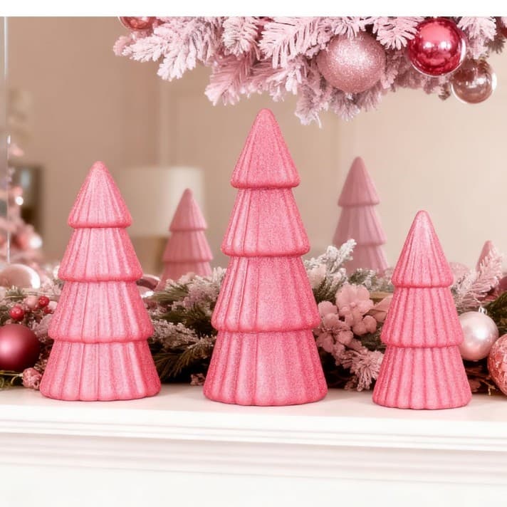 Joyhalo Tabletop Christmas Trees, Set of 3 Frosted Christmas Trees Indoor Xmas - Image 1