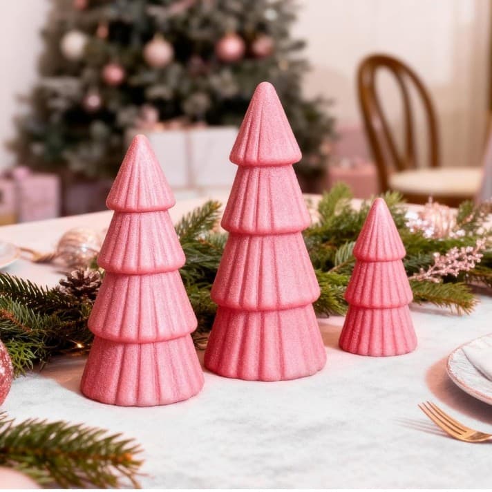 Joyhalo Tabletop Christmas Trees, Set of 3 Frosted Christmas Trees Indoor Xmas - Thumbnail 5