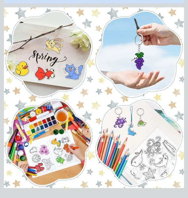 Shrink Paper Kit, 160 Pieces Art Craft Kit Including 25 Patterned Shrink Plastic - Thumbnail 8