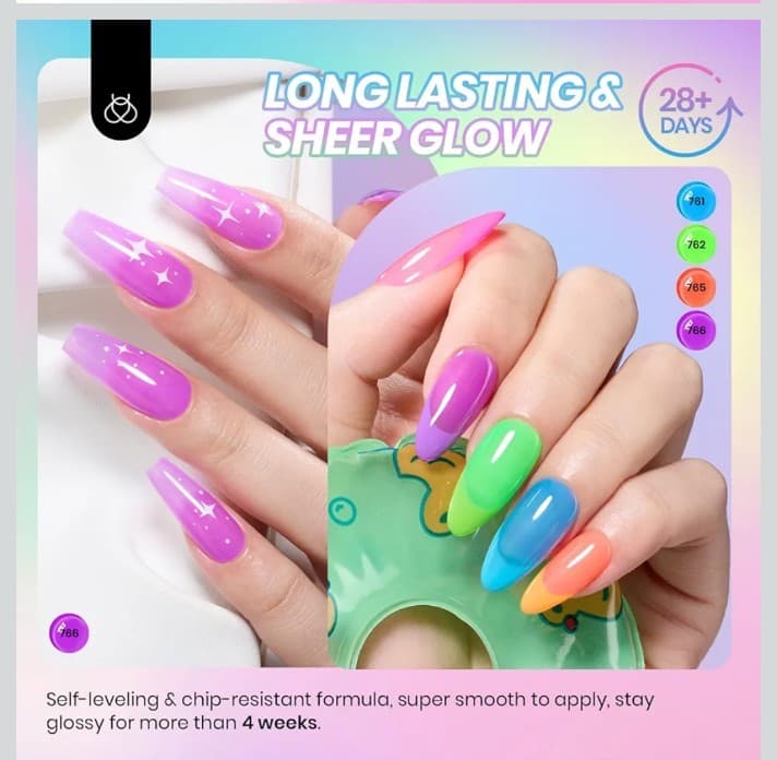 Neon UV nail polish 6 colors - Thumbnail 4