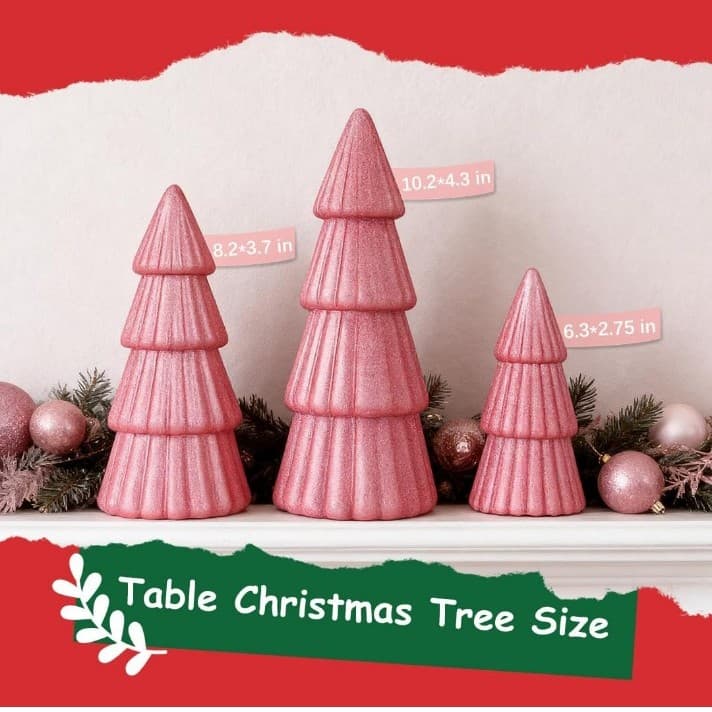 Joyhalo Tabletop Christmas Trees, Set of 3 Frosted Christmas Trees Indoor Xmas - Thumbnail 2