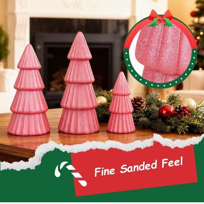 Joyhalo Tabletop Christmas Trees, Set of 3 Frosted Christmas Trees Indoor Xmas - Thumbnail 3