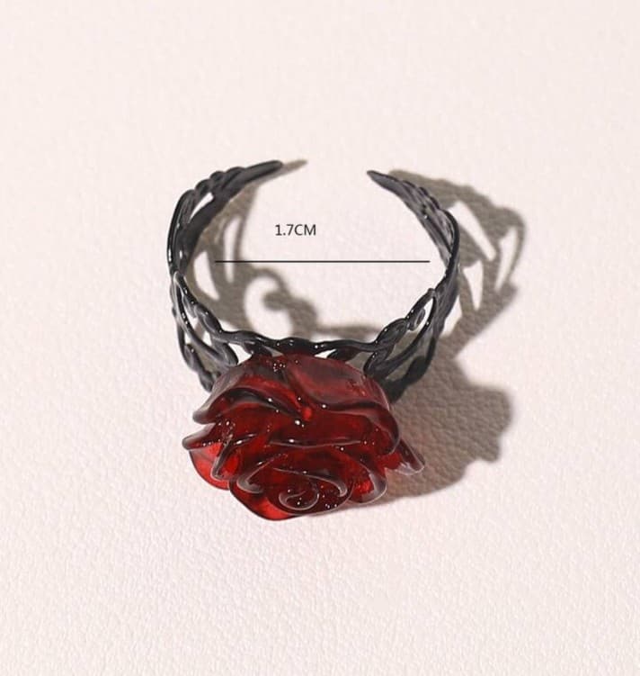HT Gothic Red Rose Ring - Thumbnail 4