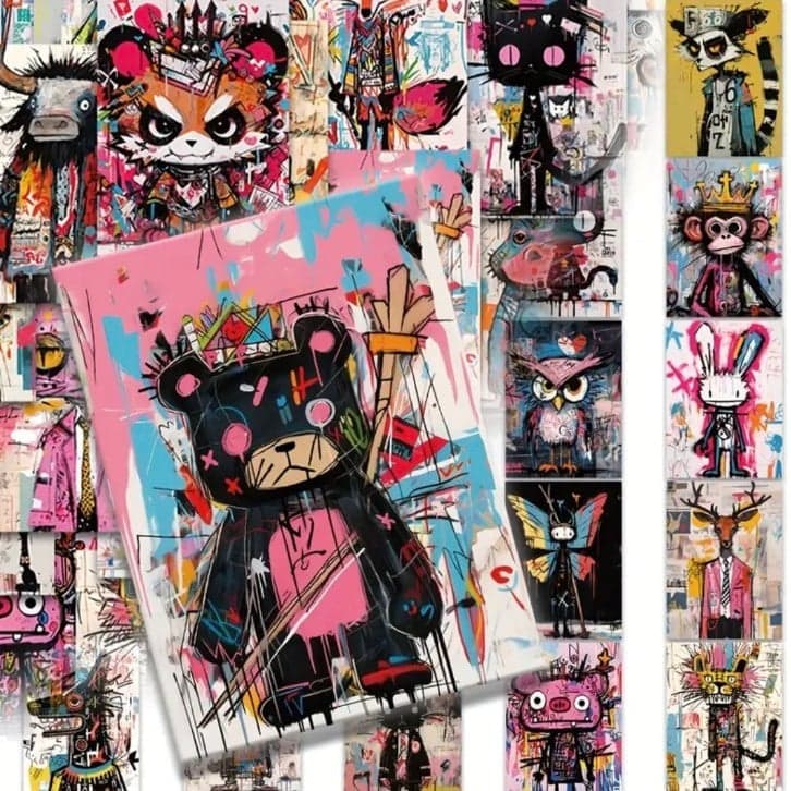 Pink and Black Graphic Creature Stickers 20 pack - Image 1