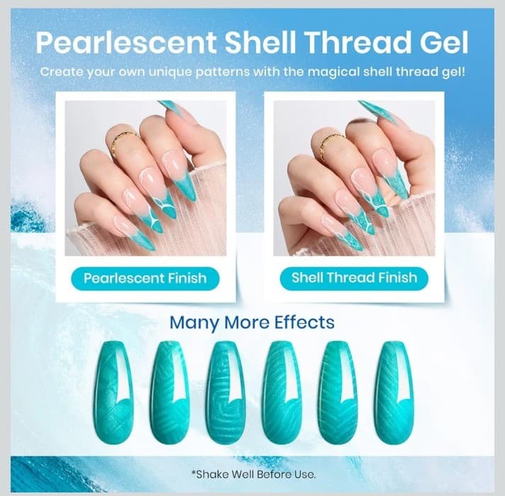 Beetles Blue Gel Nail Polish,6 Colors Swirl Pacific Blue Glitter Blue Green Gel - Thumbnail 4