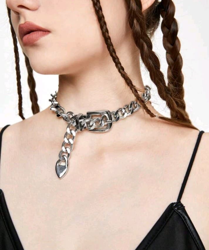 Hot topic Chunky Silver Chain Choker Necklace - Thumbnail 2