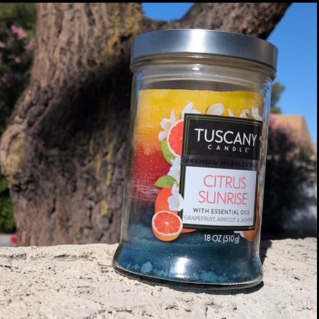 Tuscany Candle~Premium Marbled Wax~"Citrus Sunrise" with Essential Oils.was lit1 - Thumbnail 5