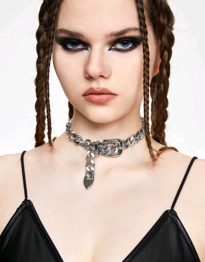 Hot topic Chunky Silver Chain Choker Necklace - Thumbnail 4