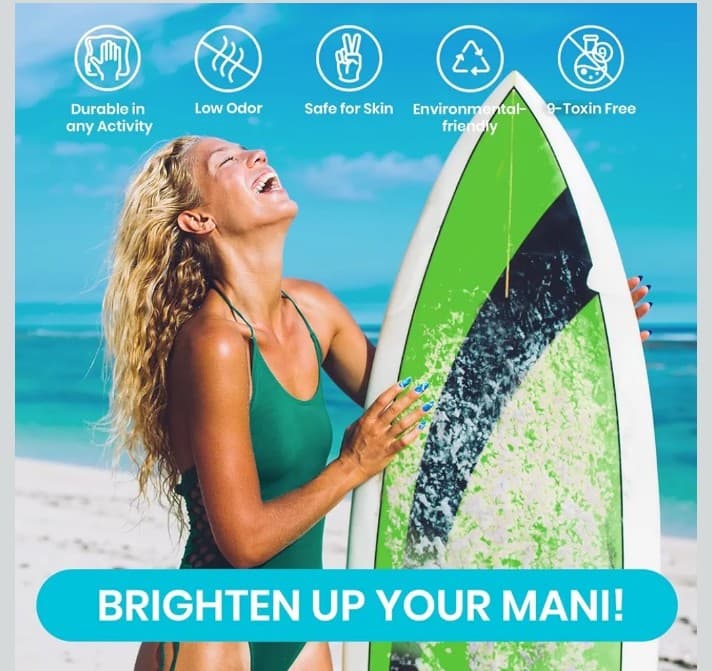 Beetles Blue Gel Nail Polish,6 Colors Swirl Pacific Blue Glitter Blue Green Gel - Thumbnail 6