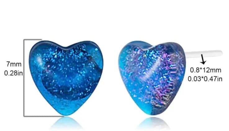Heart-Shaped Multicolor Earrings Set - Thumbnail 4