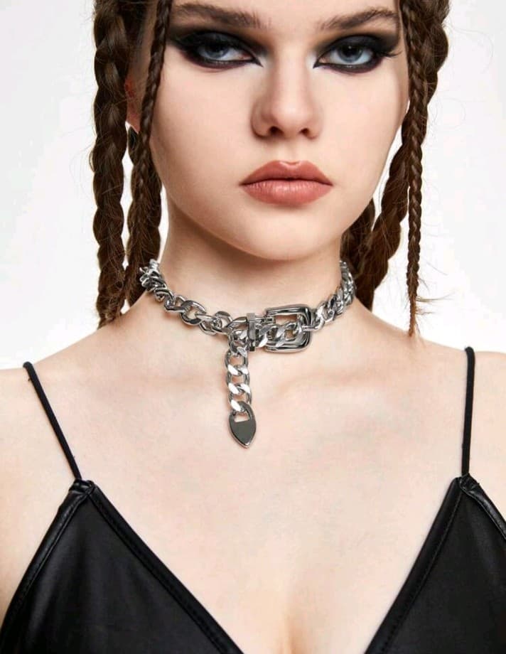 Hot topic Chunky Silver Chain Choker Necklace - Thumbnail 6