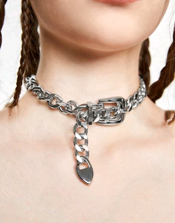 Hot topic Chunky Silver Chain Choker Necklace - Image 1