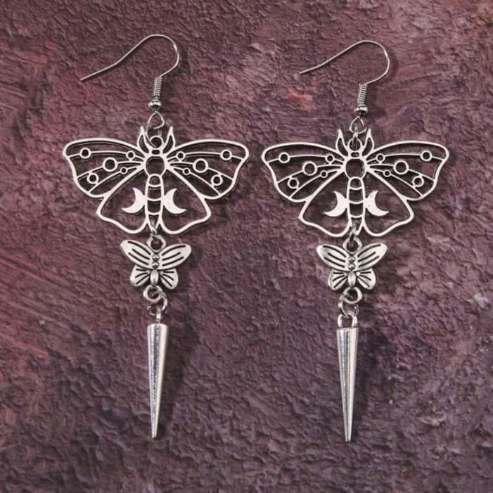 Elegant Silver Butterfly Dangle Earrings - Image 1