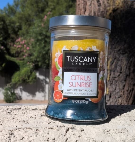 Tuscany Candle~Premium Marbled Wax~"Citrus Sunrise" with Essential Oils.was lit1 - Thumbnail 3