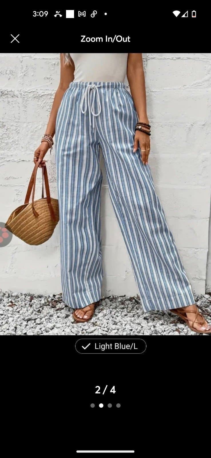 Vibrant Striped Elastic Waist Straight Leg Pants/trouser - Soft, Comfortable - Thumbnail 2