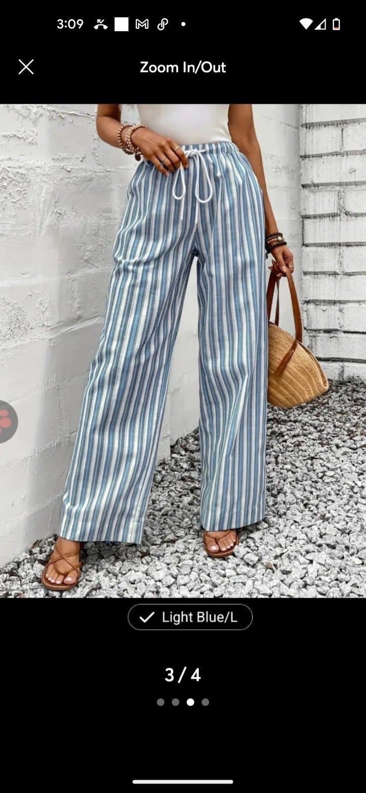 Vibrant Striped Elastic Waist Straight Leg Pants/trouser - Soft, Comfortable - Thumbnail 3