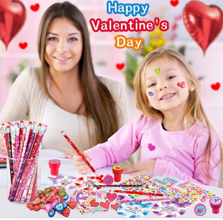 260 piece set of VALENTINE'S DAY BULK stickers,pencils,erasers,Cards,stampers. - Thumbnail 5