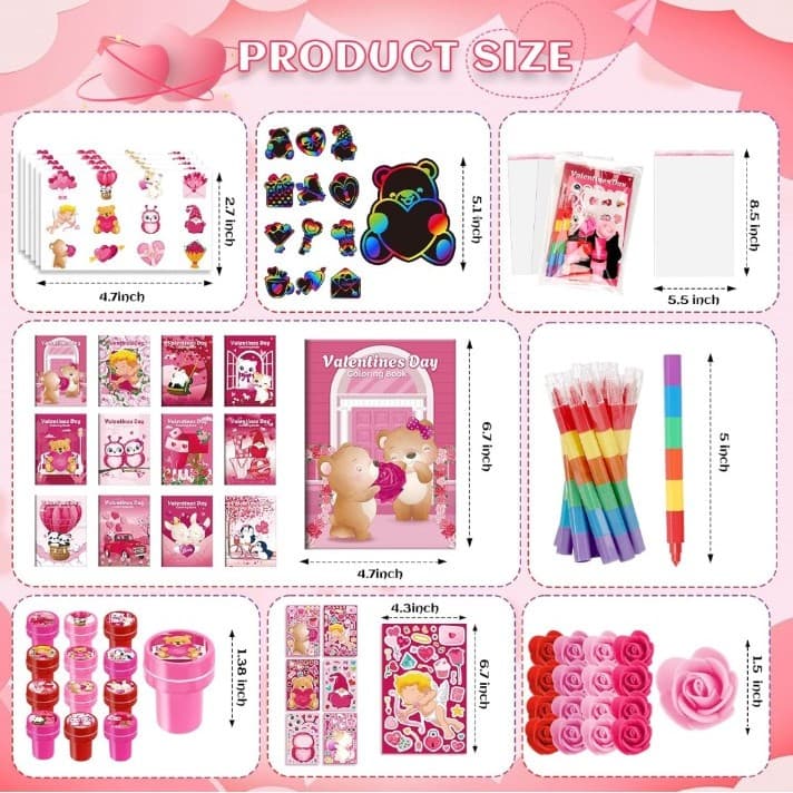 96 VALENTINE'S DAY bulk coloring book set for school , birthday parties , gifts - Thumbnail 3