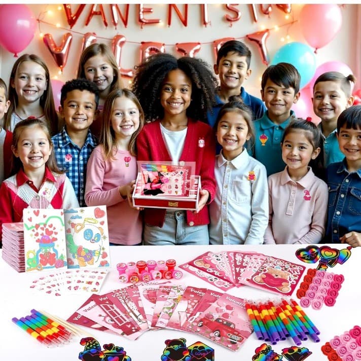 96 VALENTINE'S DAY bulk coloring book set for school , birthday parties , gifts - Thumbnail 7