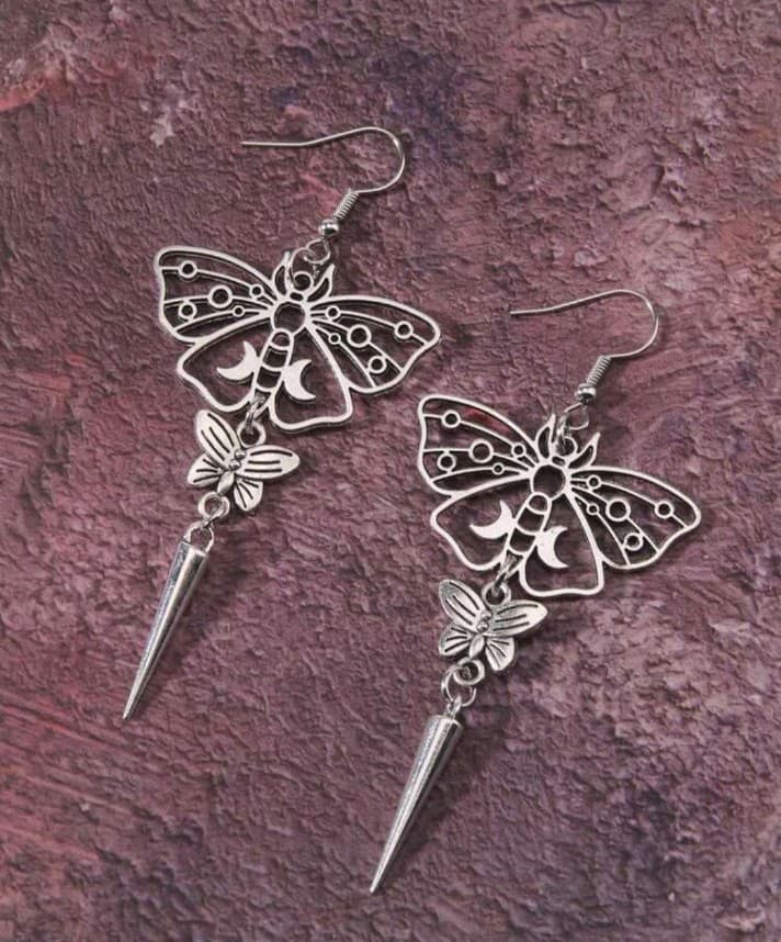 Elegant Silver Butterfly Dangle Earrings - Thumbnail 3