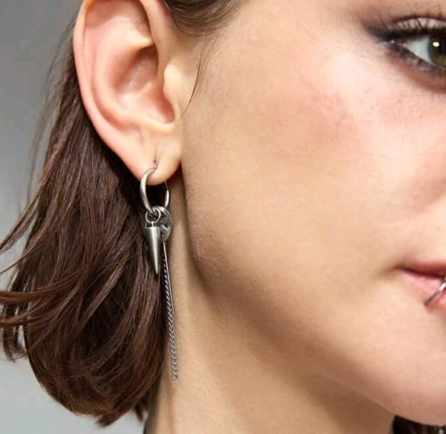 Hot Topic Edgy Silver Dangle Earrings - Image 1