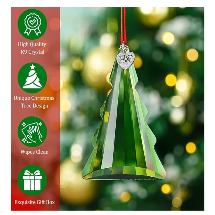 H&D HYALINE & DORA 2025 Crystal Christmas Tree Hanging Ornament, Green Crystal - Thumbnail 3