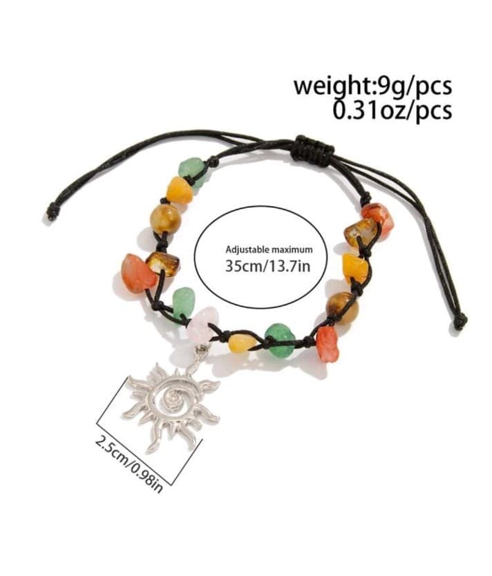 Multicolored Beaded Bracelet with Sun Pendant - Thumbnail 4