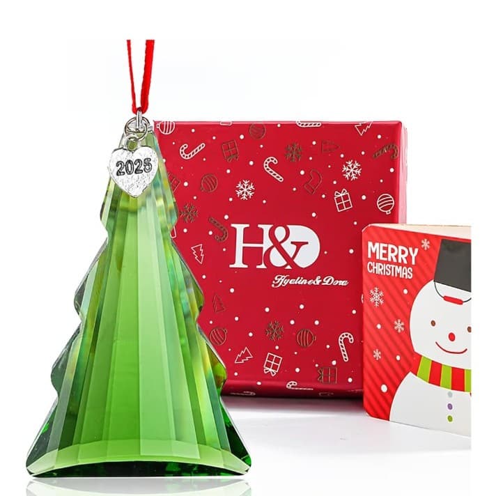 H&D HYALINE & DORA 2025 Crystal Christmas Tree Hanging Ornament, Green Crystal - Image 1